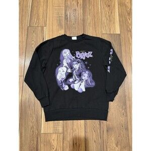 BRATZ Y2K Black Crewneck Pullover Oversized Graphic Sweatshirt Sz XS